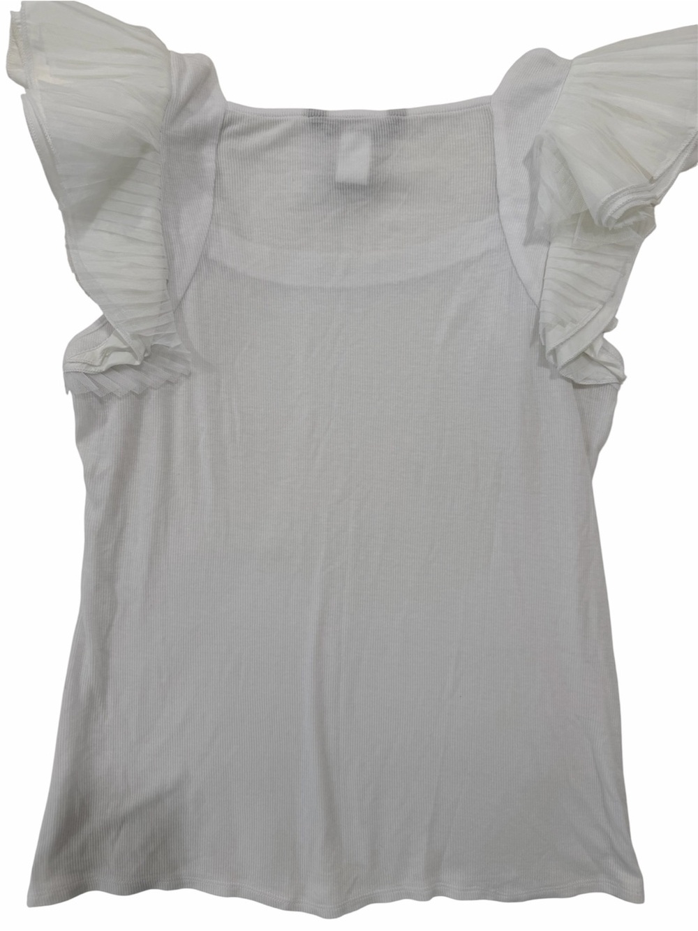 BCBGMaxAzria White Ruffle-Shoulder Tank Top - Picture 2 of 3